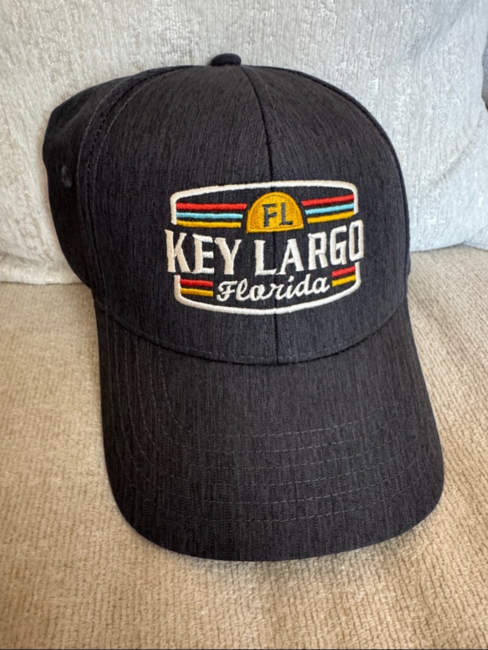 Key Largo Florida Embroidered Black Baseball Cap